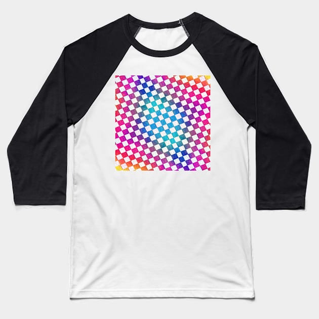 Cool colourful check pattern with pink blue and re Baseball T-Shirt by KK-Royal